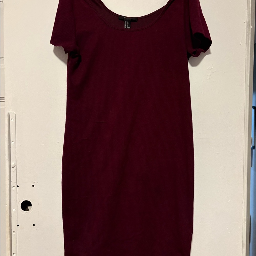 Forever 21 Burgundy Short Sleeve Dress
